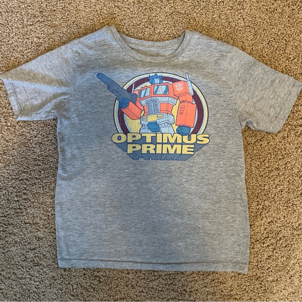 Authentic Transformers Boys Grey Optimus Prime Graphic T-shirt Size M (8)